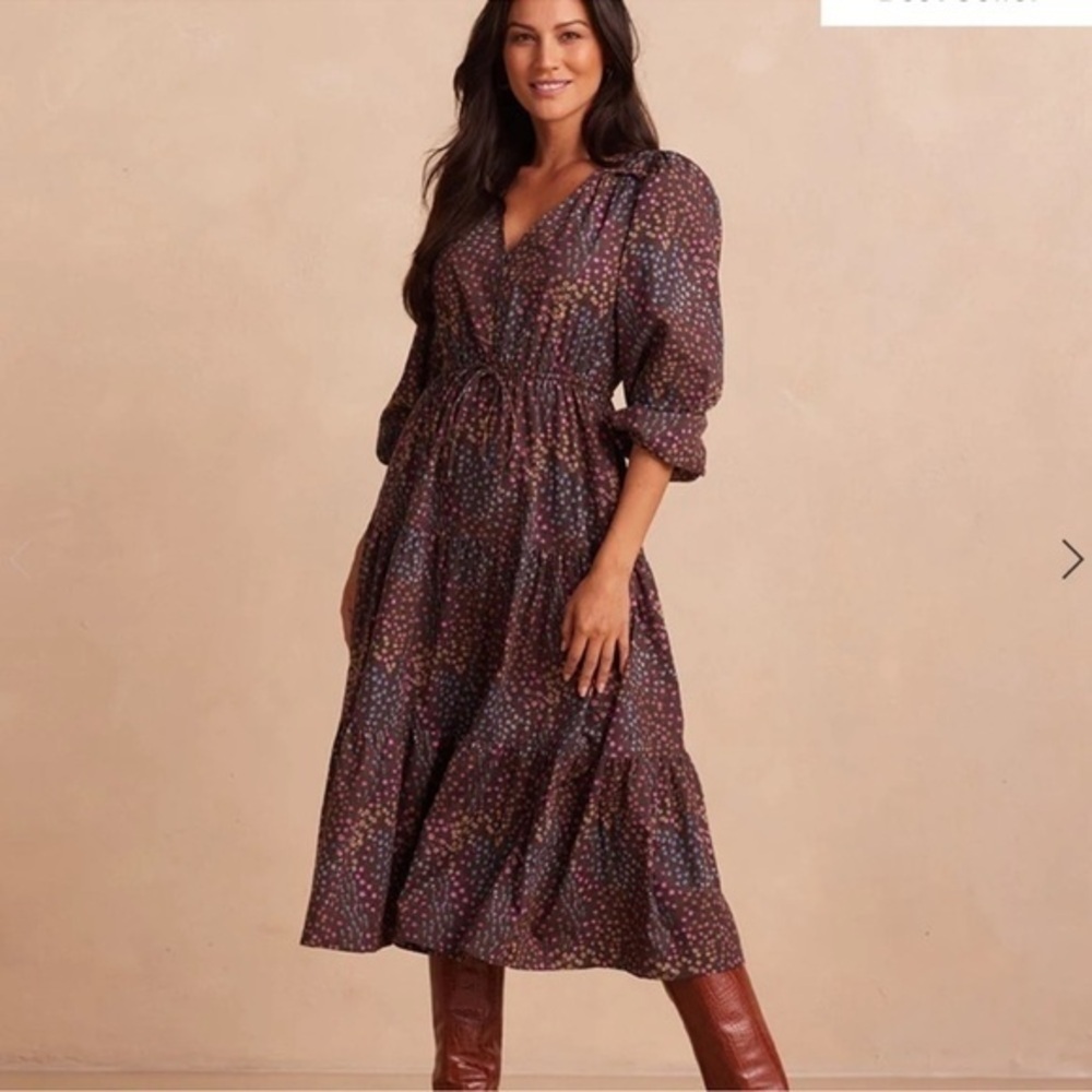 The Countryside Poplin Button Down fall Midi Dress